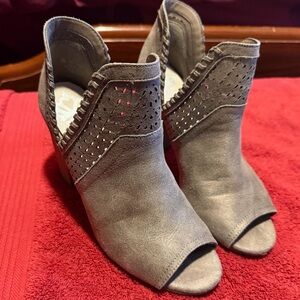 Fergalicious Taupe Peep-Toe Ankle Boots size 7.5